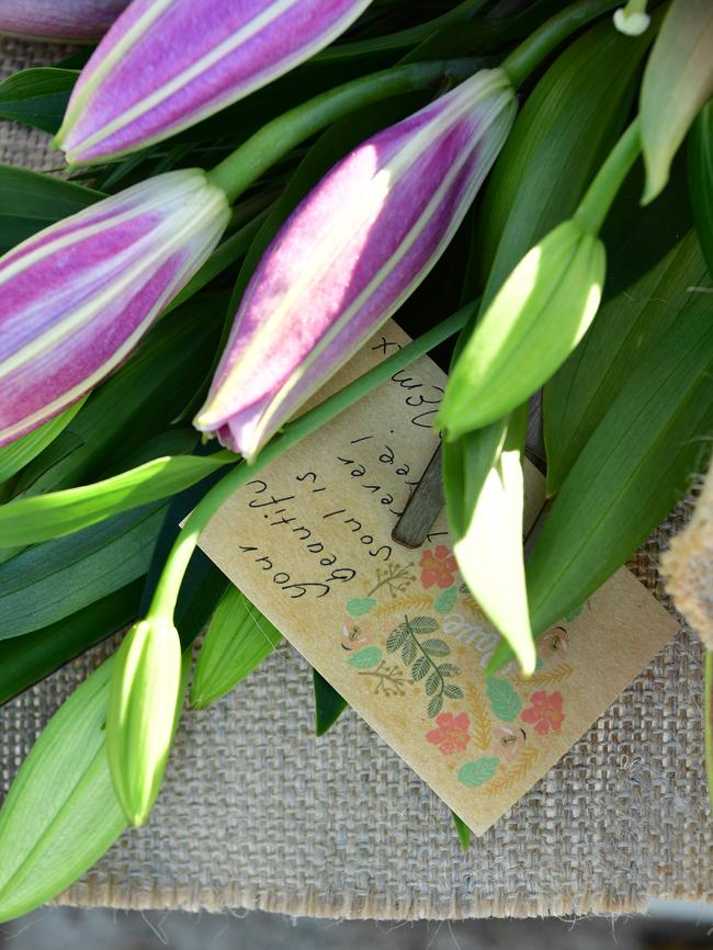 Cards and flowers are among the tributes. Picture: Bianca De Marchi