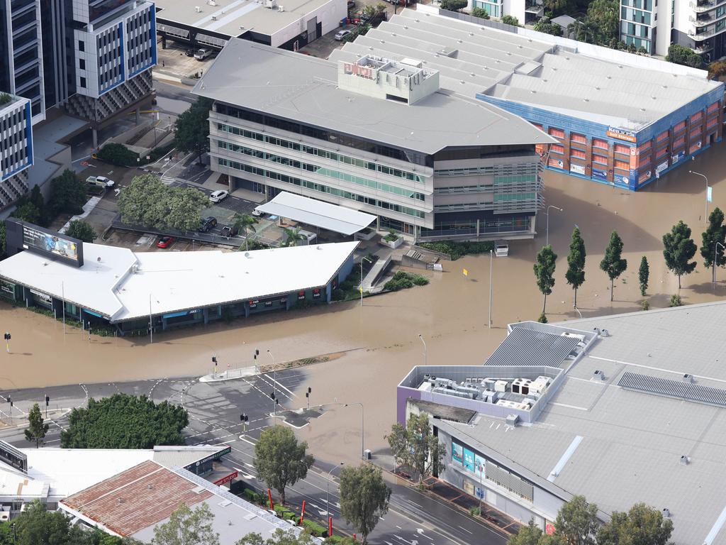 Fortitude Valley under water on February 28. Picture: Liam Kidston