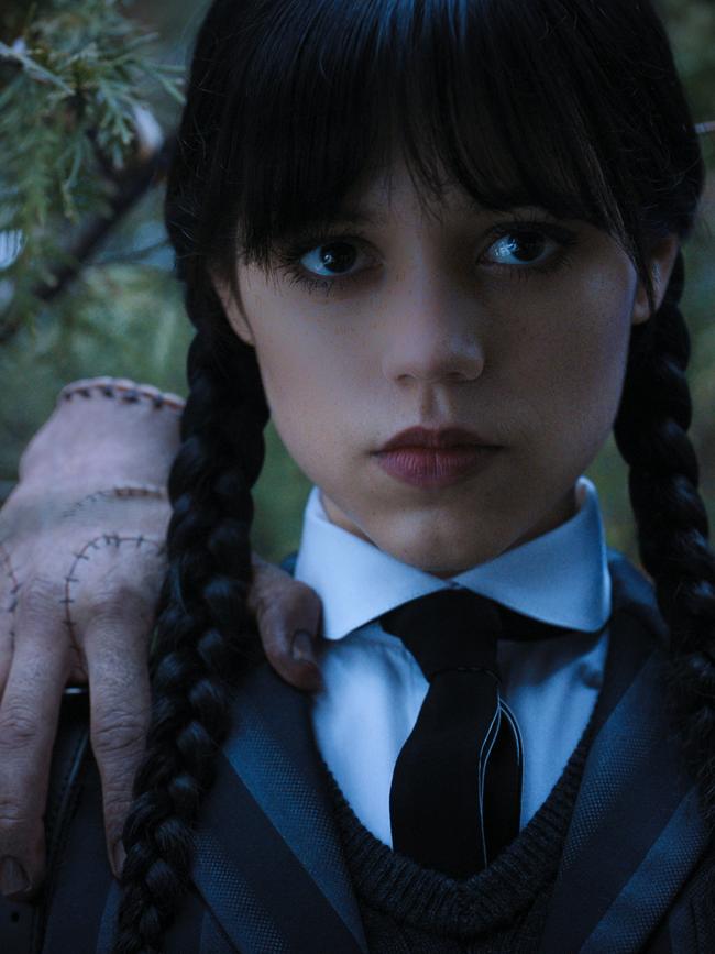 Jenna Ortega - and Thing - as Wednesday Addams. Picture: Netflix