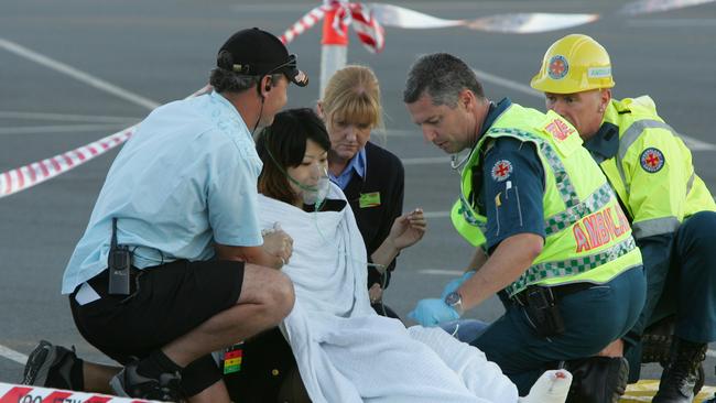 A passenger being treated at scene.