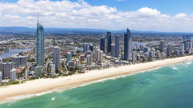 Surfers Paradise looking inland on the Gold Coast, Queensland, Australia