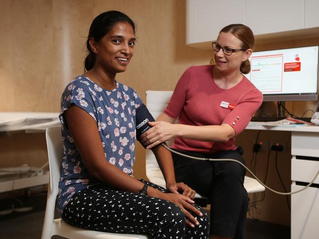  Snega Van Schaik having her heart checked by nurse Rebecca Symons. Picture:  Sam Ruttyn