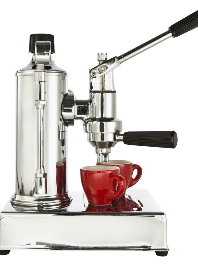 Lever-driven espresso coffee machine.