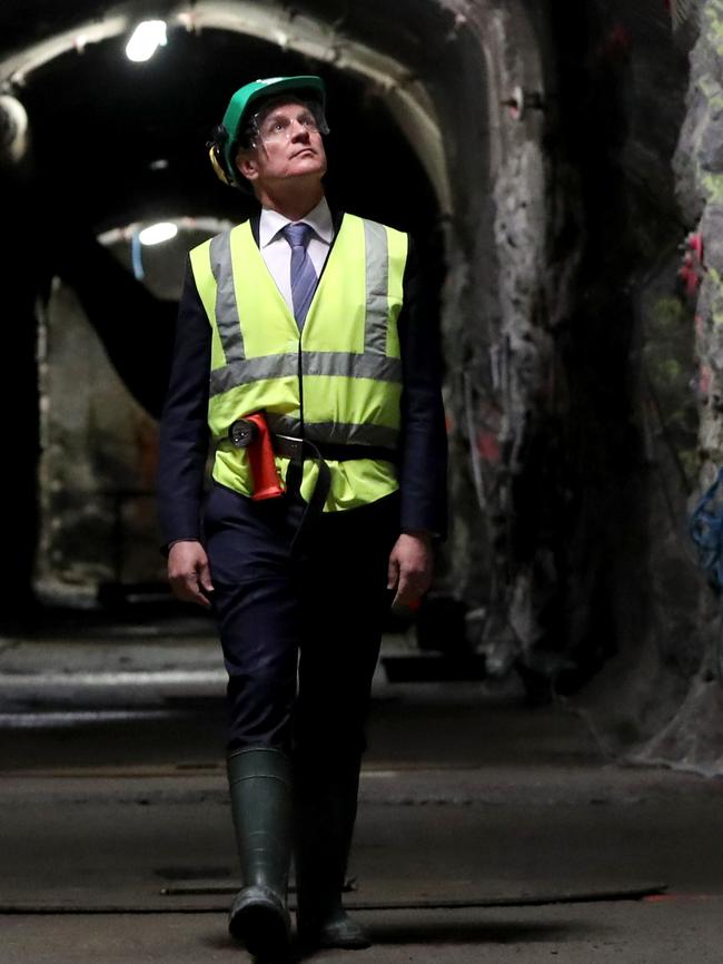 Premier Jay Weatherill walks through underground tunnels in the Onkalo spent nuclear fuel repository in Finland. Picture: Calum Robertson