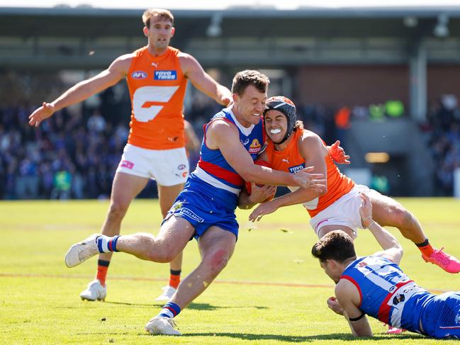 Jack Macrae has played his role for the Bulldogs. Picture: Dylan Burns/AFL Photos via Getty Images.