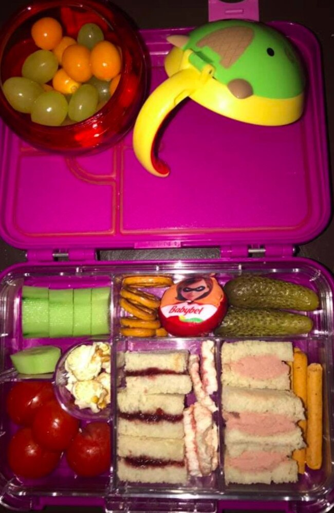 Commenters said they 'freaked out' seeing the uncut grapes in the lunch box.