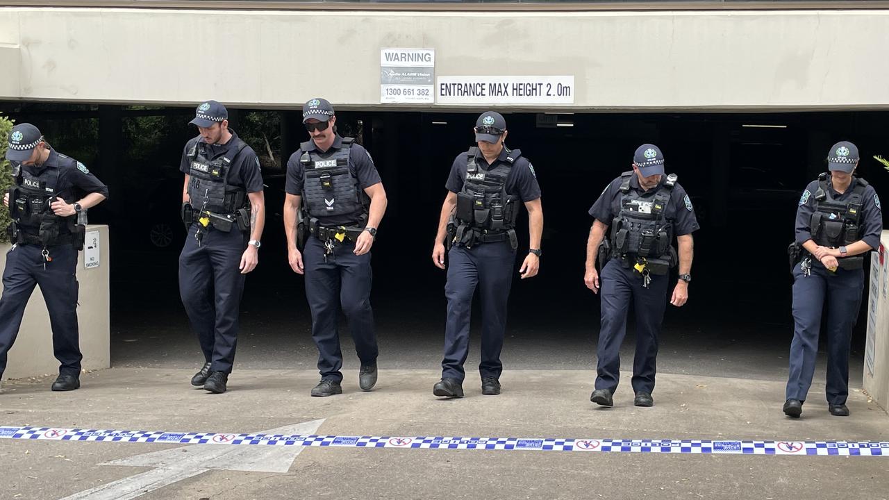 Police comb the scene of the Wayville shooting for clues. Picture: Dylan Hogarth