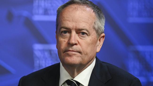 NDIS and Government Services Bill Shorten addresses the National Press Club of Australia in Canberra. Picture: NCA NewsWire / Martin Ollman