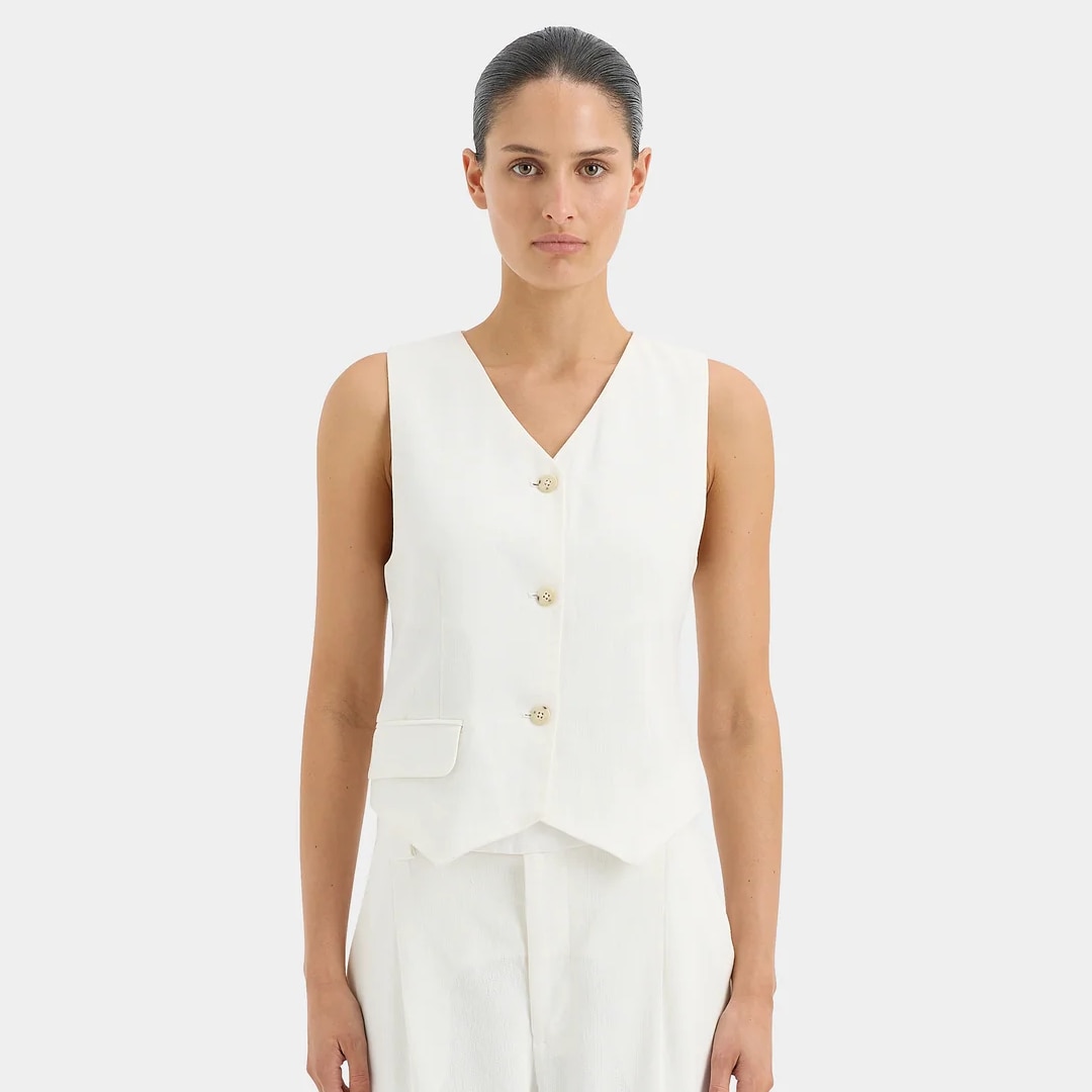 <p><b>SHOP NOW: </b>Clemence tailored vest, $290 from <a href="https://sirthelabel.com/products/clemence-tailored-vest-ivory" target="_blank" rel="nofollow noopener"><b>Sir</b></a></p>