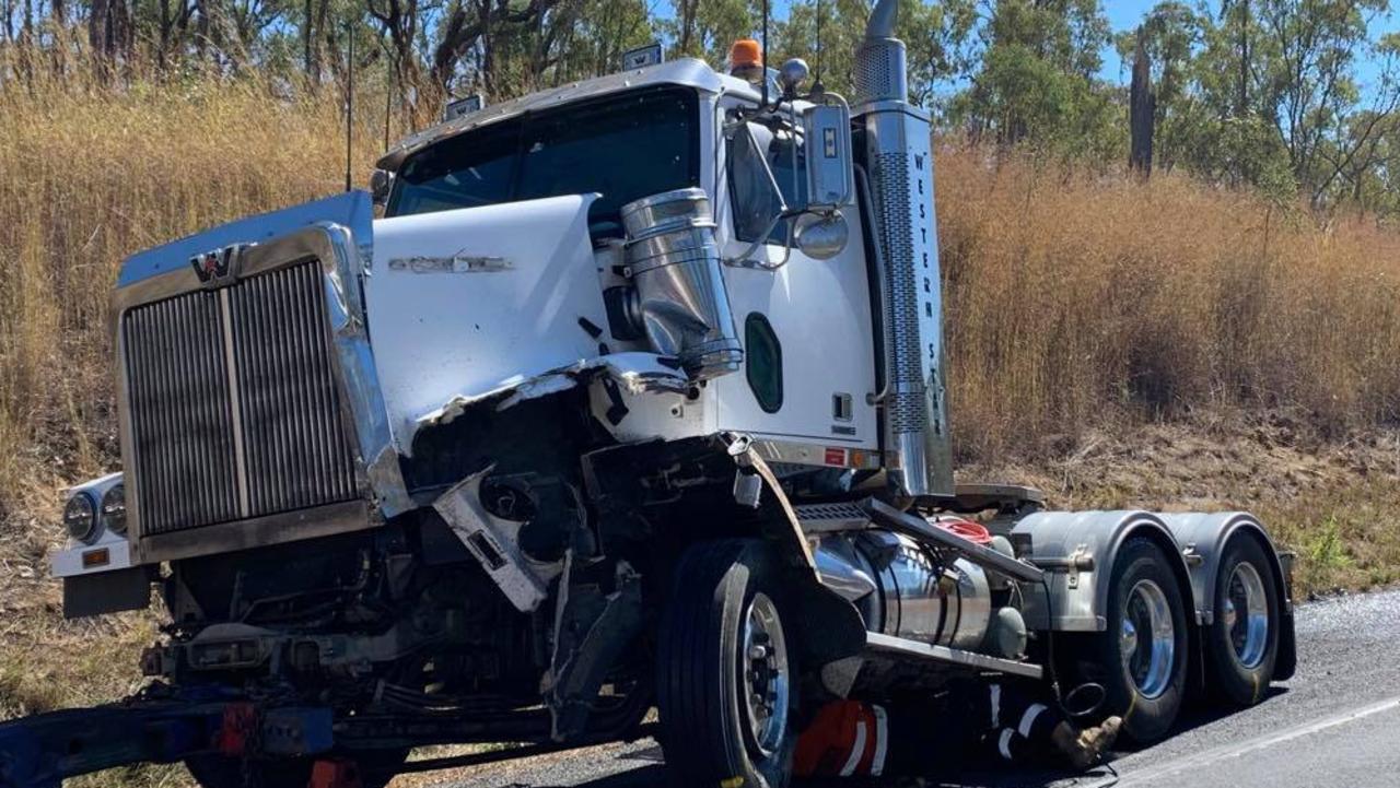 The scene of a fatal crash on the Peak Downs Highway east of Nebo, at Epsom. A Bowen man, 18, died at the scene. Another Bowen man, 18, was taken to Mackay Base Hospital. Picture: Tara Miko