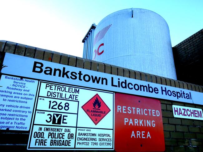 A liquid oxygen tank at Bankstown-Lidcombe Hospital.