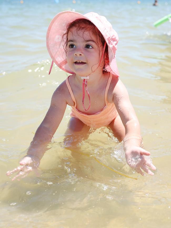 Two-year-old Brooklyn Basha at Penrith Beach. Picture: Rohan Kelly