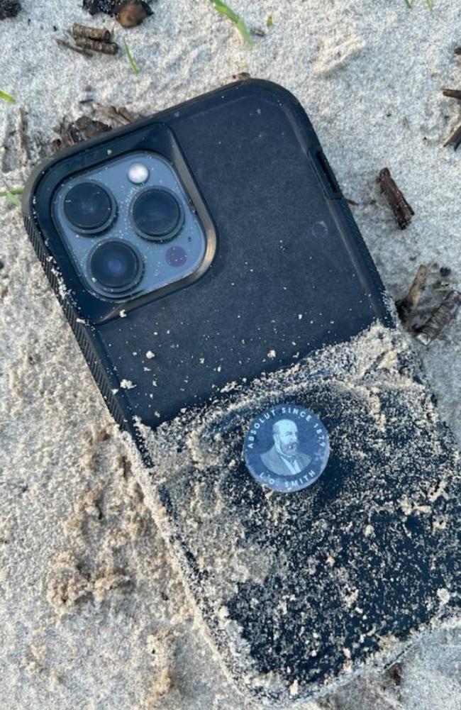 A phone believed to be Nate Preston’s that was found in Mooloolaba. Picture: QPS