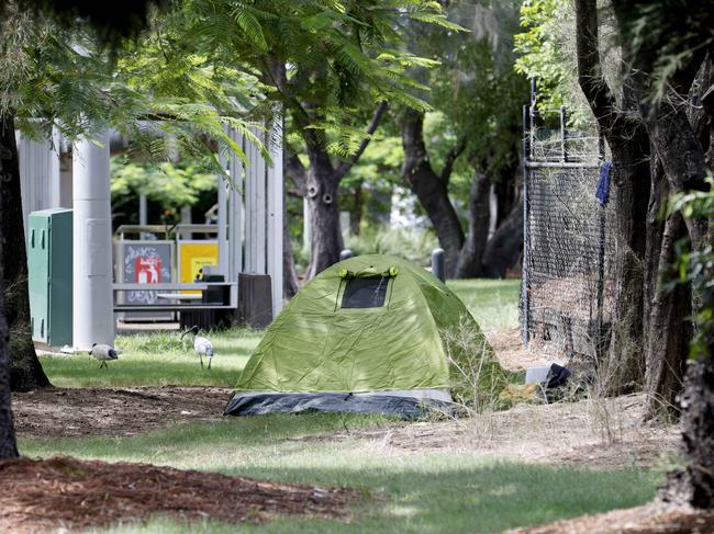 BRISBANE AUSTRALIA - NewsWire Photos MARCH 27, 2023: Under the Go Between Bridge in South Brisbane where QueenslandÃs housing crisis is deepening as public spaces in major cities are being taken over with tent cities. NewsWire / Sarah Marshall