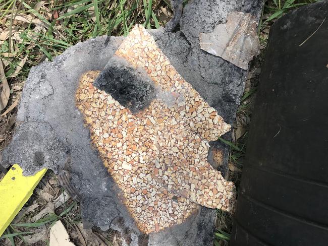 The distinctly patterned linoleum which had been burned in a fire before being dumped illegally. Picture: supplied