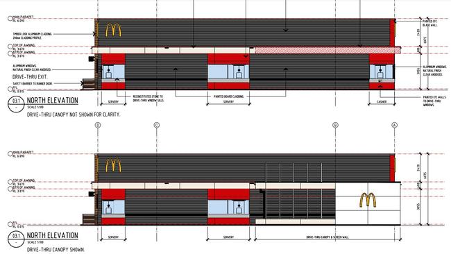 The design plans for the McDonald’s family restaurant proposed for Andergrove. Picture: Urbis, Mackay Regional Council.