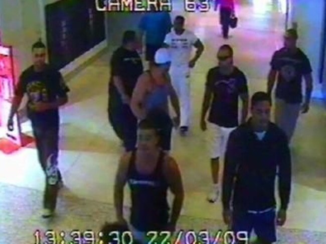 Hawk and his associates were captured on CCTV at Sydney airport during the fatal 2009 brawl. Picture: NewsCorp