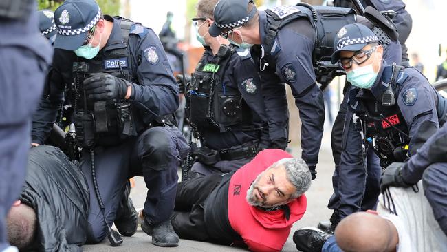 A handful of people were sprayed. Picture: Alex Coppel