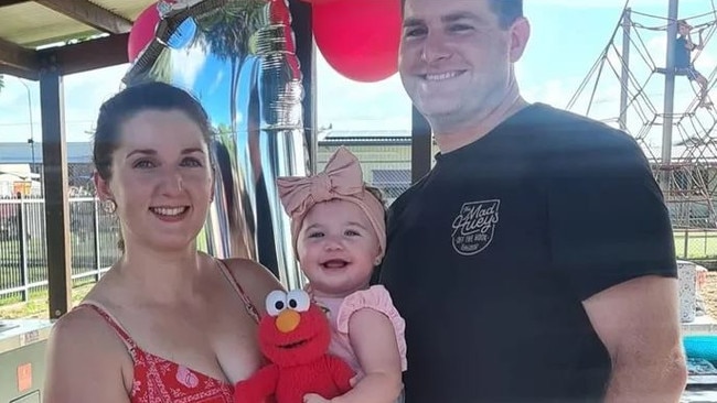 Maria and Marty Savorgnan with their daughter Elenna who's being treated for a brain tumour. Picture: GoFundMe