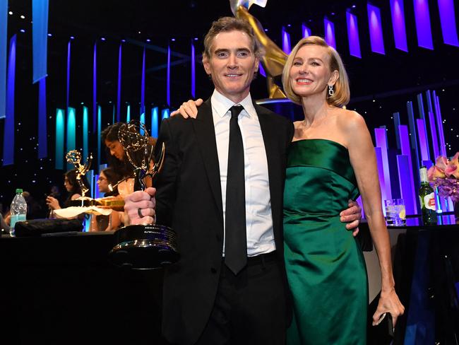 Naomi Watts celebrates husband Billy Crudup’s win at the Governors Gala at the LA Convention Centre. Picture: AFP