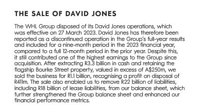 A statement from WHL Group’s interim chief financial officer discussing the sale of David Jones. Picture: Supplied