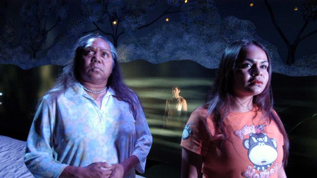 Lillian Crombie (left) with Ursula Yovich in Windmill Theatre Company’s 2004 production "RiverlanD" at the Adelaide Festival Centre. Picture: Ben Searcy