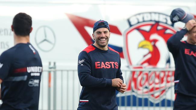 Roosters James Tedesco just needs to complete training on Thursday to play against the Dragons this weekend. Picture: Brett Costello