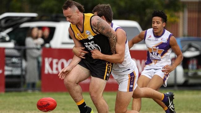 Lachlan Rainbow in action for Werribee Districts in the WRFL. Picture: Local Legends Photography