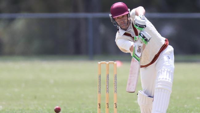 Premier Cricket: Fitzroy Doncaster v St Kilda at Schramms Reserve. Fitzroy's Peter Dickson bating. Picture: Brendan Francis