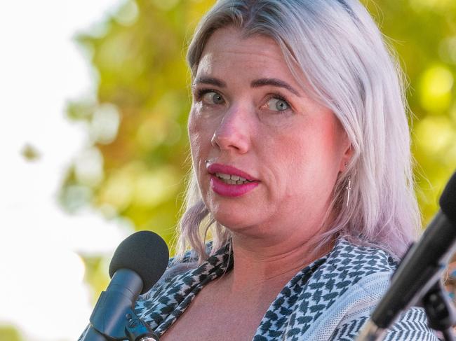 Writers Week - Clementine Ford speaking on stage at Torrens Parade Ground Adelaide CBD. Thursday 7th March 2024. Picture: Ben Clark