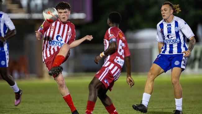 Action shots from the fifth annual GleNTi Cup between Hellenic AC and Darwin Olympic SC, June 3, 2025. Picture: Pema Tamang Pakhrin