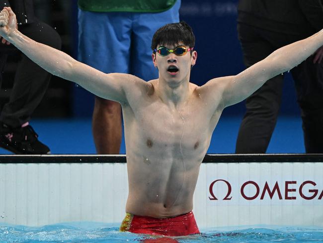 China's Pan Zhanle smashed the world record in the men's 100m freestyle at the Paris 2024 Olympic Games. Picture: Jonathan NACKSTRAND / AFP