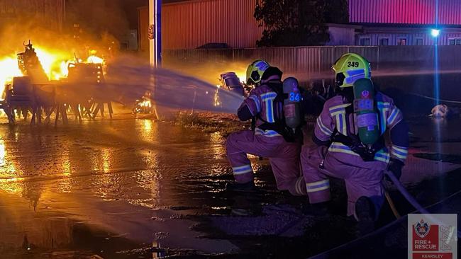 The workshop on Northcotte St, Kurri Kurri, went up in flames on October 10, 2024. Multiple fire crews were called in to extinguish it. Credit: NSW Fire and Rescue