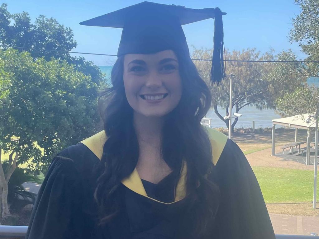 Bachelor of Education student Kacie Kraut at the University of the Sunshine Coast graduation ceremony at the Beach House Hotel on October 12, 2023.