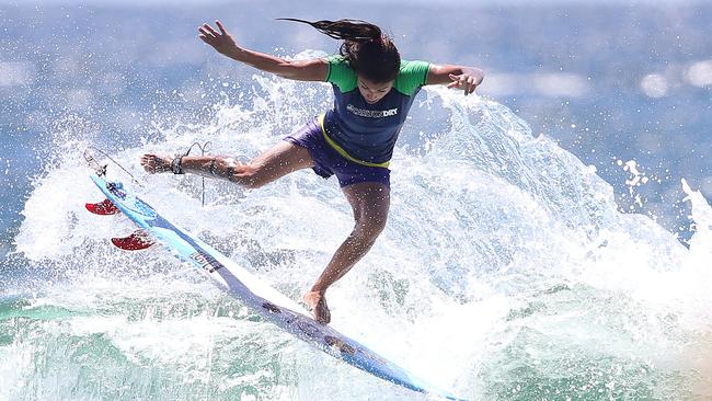 Silvana Lima in action during expression session from the Roxy and Quiksilver Pro at Snapper Rocks. Picture: Adam Head