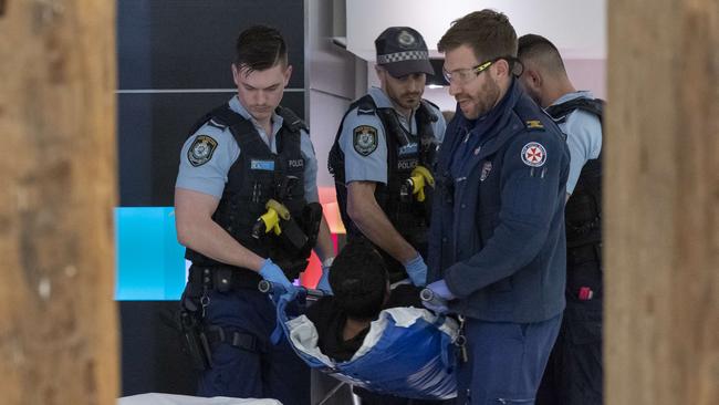 Surry Hills Ambulance Officers were allegedly assaulted inside a building at Pelican St x Oxford street Surry Hills while assessing a man who had overdosed on LSD. Picture: Gordon McComiskie