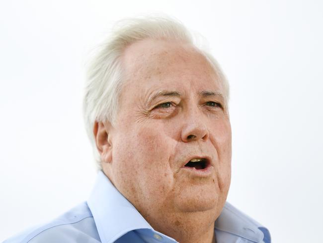 Businessman Clive Palmer is seen during a press conference on the Gold Coast, Monday, March 23, 2020. Mr Palmer said he will pay for more than one million doses of a malaria drug that could help fight coronavirus. (AAP Image/Dan Peled) NO ARCHIVING