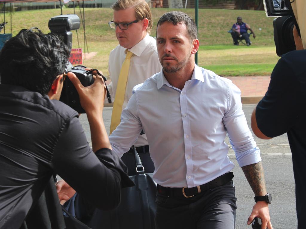 Zach Rolfe arrives at the Alice Springs Local Court on Wednesday. Picture: Jason Walls