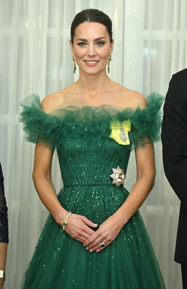 Kate wore jewellery loaned by the Queen. Picture: WireImage