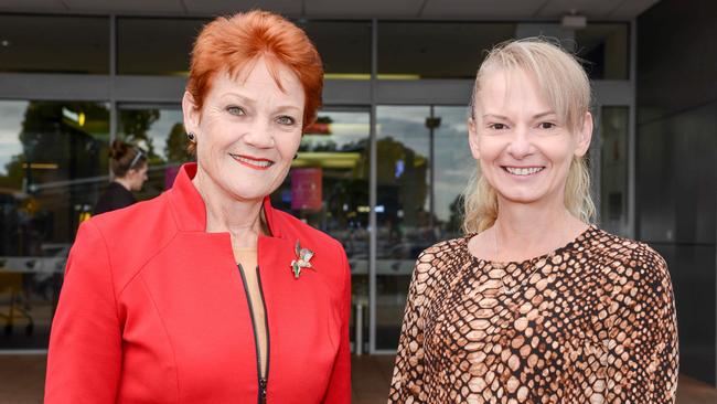 Pauline Hanson with One Nation candidate Linda Champion. Picture: NCA NewsWire / Brenton Edwards