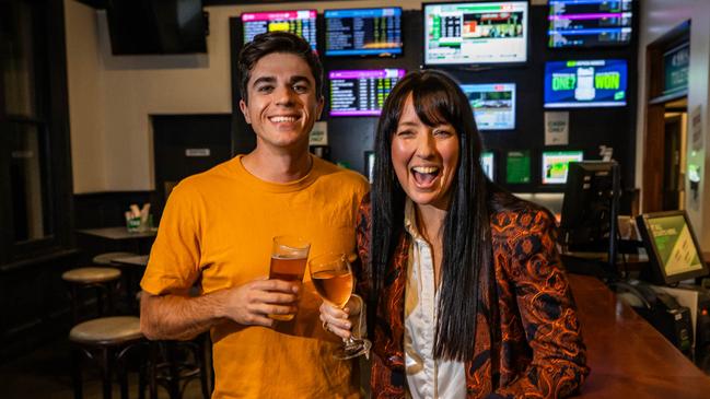 Max Burford and Ali Clarke in April 2024 at the Wellington Hotel in North Adelaide. Picture: Tom Huntley