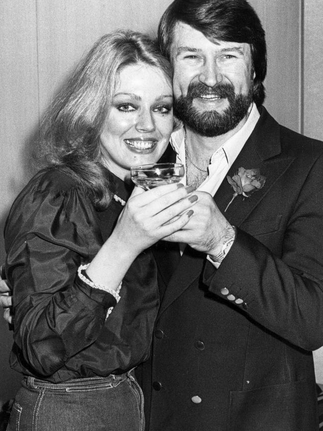 Lynda Stoner and Derryn Hinch in 1981 after announcing their engagement, which was called off soon after. Picture: Supplied