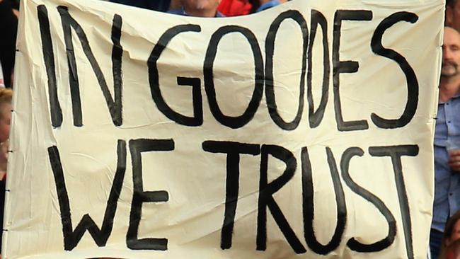 Swans fans show their support for Adam Goodes during the Sydney Swans v Adelaide Crows AFL round 18 game at the SCG. pic Mark Evans