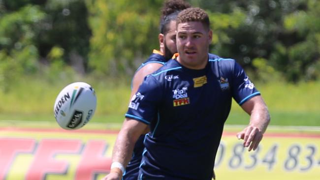 Brenko Lee on day one of training with the Gold Coast Titans.
