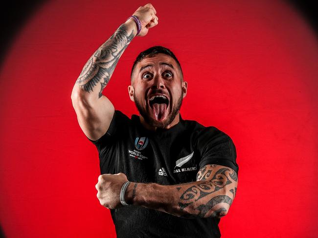 AUCKLAND, NEW ZEALAND - AUGUST 29: TJ Perenara of the All Blacks poses for a portrait on August 29, 2019 in Auckland, New Zealand. (Photo by Hannah Peters/Getty Images)