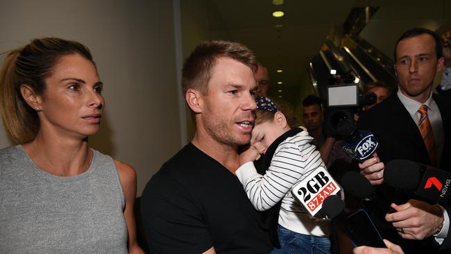 David Warner landed in Sydney late on Thursday night.