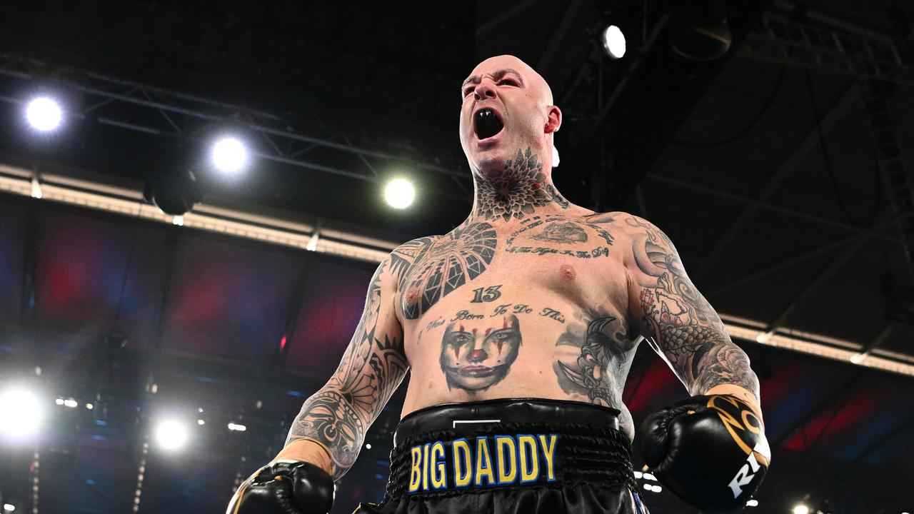 MELBOURNE, AUSTRALIA - JUNE 05: Lucas Browne celebrates defeating Junior Fa in the undercard fight before the World Lightweight Championship bout between George Kambosos Jr. of Australia and Devin Haney of the United States at Marvel Stadium on June 05, 2022 in Melbourne, Australia. (Photo by Quinn Rooney/Getty Images)