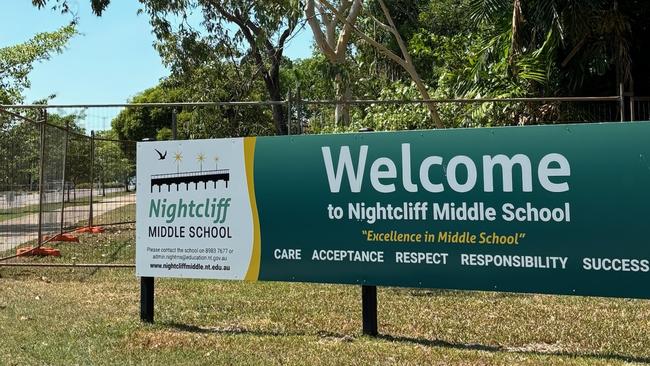 Nightcliff Middle School will have a new car park by February 2025. The construction sit boundary can be seen beyond the schoolâs signage.