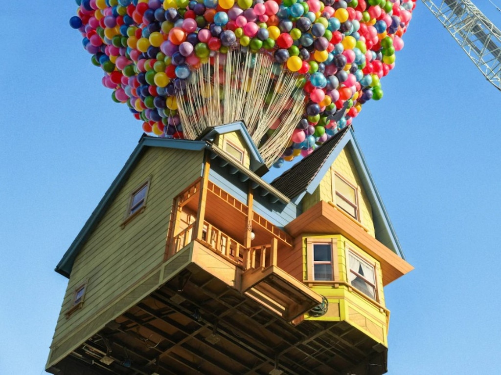 The balloons are mounted on the home, and suspended via a crane. Picture: Airbnb