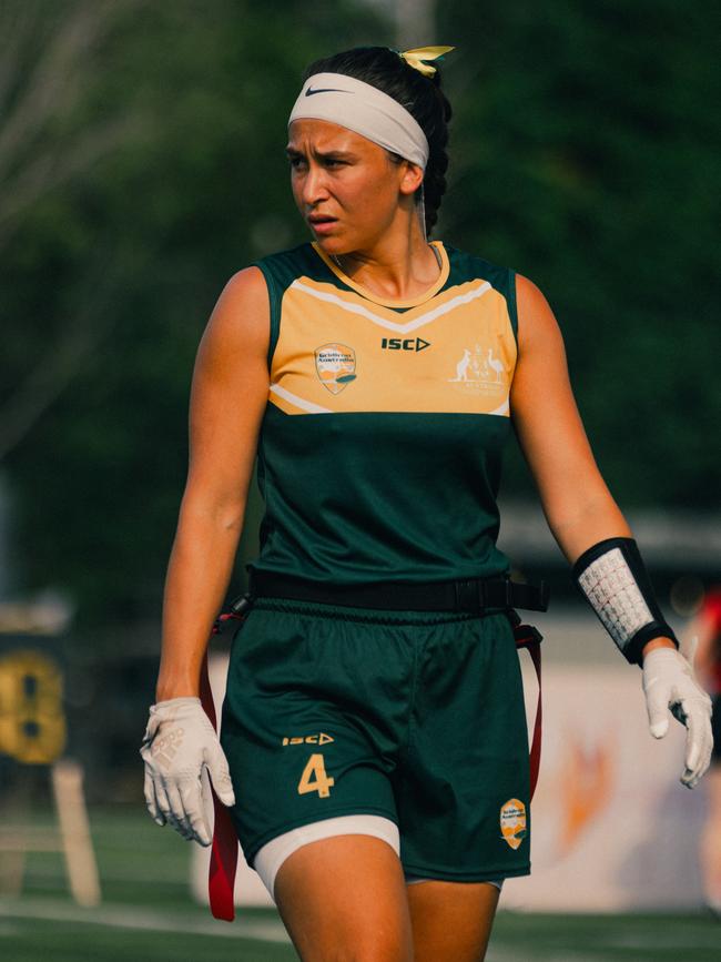 Kodie Fuller of the Australian Flag Football team. Picture: Jack Foley Photography